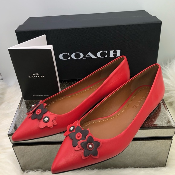 Coach Shoes - Coach floral applique flat leather shoe